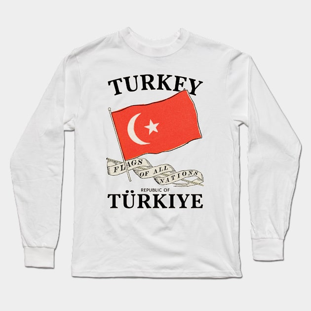 Vintage Flag of Turkey Long Sleeve T-Shirt by KewaleeTee